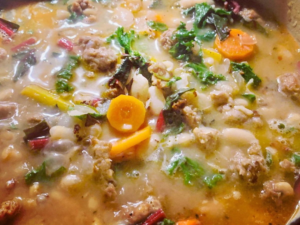 Spicy Sausage Stew (with White Bean and Chard)